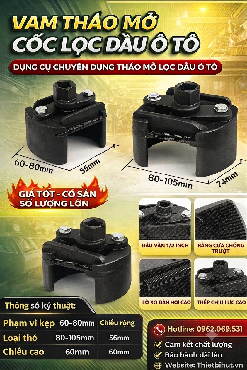 Vam tháo mở cốc lọc dầu ô tô _Thietbihut.vn